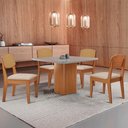 Ver imagem 1 de Mesa de Jantar Eloise 90cm Tampo Mdf Vidro com 4 Cadeiras Copper Premium Moderna Mobília