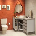 Ver imagem 2 de Gabinete Balcão Armário Banheiro Suprema Canto c/ Gaveteiro - Branco e Connect - Luciane M01