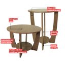 Ver imagem 6 de Kit Mesa de Canto para Sala Canadá com Base Clássica Curva Castanho - Arkell