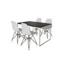 Ver imagem 2 de Mesa Industrial Base Ferro Branco Tampo 137x90 Preto 4 Cadeiras Eames Ferro Preto Assento Branco