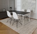 Ver imagem 1 de Mesa Industrial Base Ferro Branco Tampo 137x90 Preto 4 Cadeiras Eames Ferro Preto Assento Branco