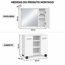 Ver imagem 3 de Kit Gabinete Premium com Rodízios e Espelheira para Banheiro Cannes:Gab. Branco + Esp. Branco