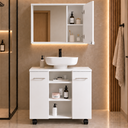 Ver imagem 2 de Kit Gabinete Premium com Rodízios e Espelheira para Banheiro Cannes:Gab. Branco + Esp. Branco