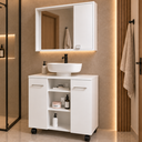 Ver imagem 1 de Kit Gabinete Premium com Rodízios e Espelheira para Banheiro Cannes:Gab. Branco + Esp. Branco