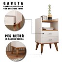 Ver imagem 6 de Mesa de Cabeceira Retrô Pés Palito em Madeira Maciça 2 Gavetas e Prateleira Branco