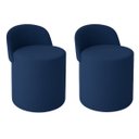 Ver imagem 2 de Kit 2 Puff Encosto Suede Redondo Sala Banco Orgânico Quarto:azul Marinho