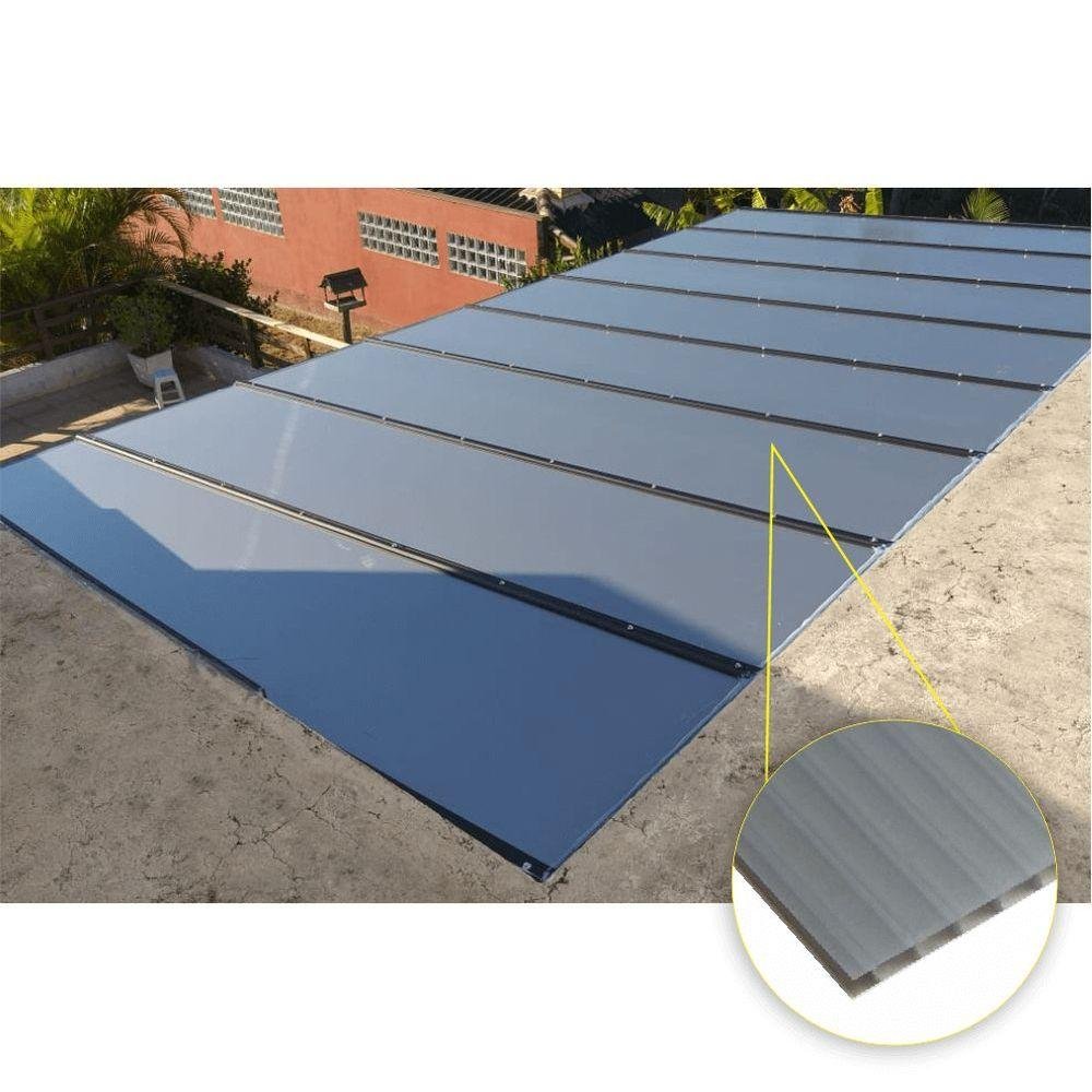 Kit Policarbonato Cinza Refletivo 6mm 4,00m X 3,00m - Perfis Naturais - 3