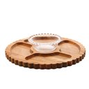 Ver imagem 2 de Petisqueira de Madeira Teca C/bowl de Cristal 28x6cm