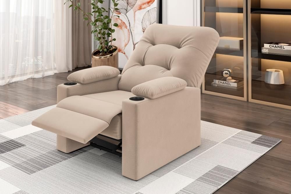 Poltrona Columbia Retrátil/reclinável Porta Copos Suede Capuccino - Xflex Sofás