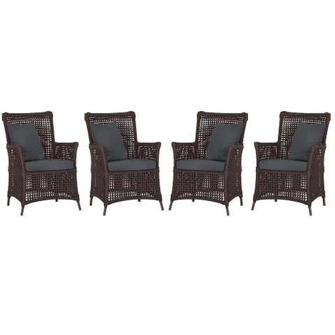 4 Poltronas Igapó Alumínio Micro Pintura Marrom Corda Náutica Estofado 11