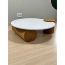 Ver imagem 4 de Mesa de Centro Orbita Redonda Marmore Branco Extra Madeira 110cm Branco