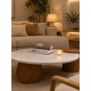 Ver imagem 3 de Mesa de Centro Orbita Redonda Marmore Branco Extra Madeira 110cm Branco