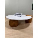 Ver imagem 5 de Mesa de Centro Orbita Redonda Marmore Branco Extra Madeira 110cm Branco