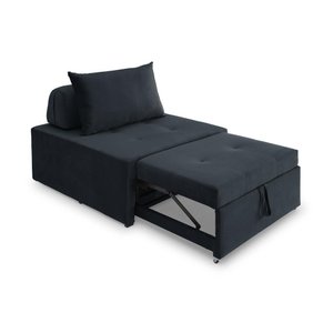 4 em 1 Poltrona, Puff, Chaise e Cama Ares Preta Estofama