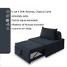 4 em 1 Poltrona, Puff, Chaise e Cama Ares Preta Estofama - 9