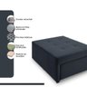 4 em 1 Poltrona, Puff, Chaise e Cama Ares Preta Estofama - 8