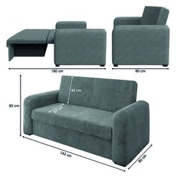Sofá Cama Beny Versátil 2 Lugares em Veludo Selmer - 3