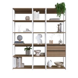 Estante para Livros Modular 3 Peças com 2 Gavetas e 14 Nichos Easy - 3