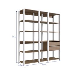 Estante para Livros Modular 3 Peças com 2 Gavetas e 14 Nichos Easy - 4