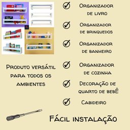 Kit 2 Nichos Porta Livros de Parede Infantis Prateleira de Bonecos Criança MDF 55cm - 8
