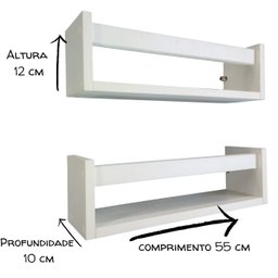 Kit 2 Nichos Porta Livros de Parede Infantis Prateleira de Bonecos Criança MDF 55cm - 6