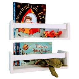 Kit 2 Nichos Porta Livros de Parede Infantis Prateleira de Bonecos Criança MDF 55cm - 9
