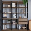 Ver imagem 1 de Estante para Livros Modular 3 Peças com 2 Gavetas e 14 Nichos Easy 183CMX160CM Bege