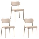 Ver imagem 1 de Kit 3 Cadeiras para Sala de Jantar Tecido Bouclê Design Aço Carbono Lavinia Bege/Areia/Champagne