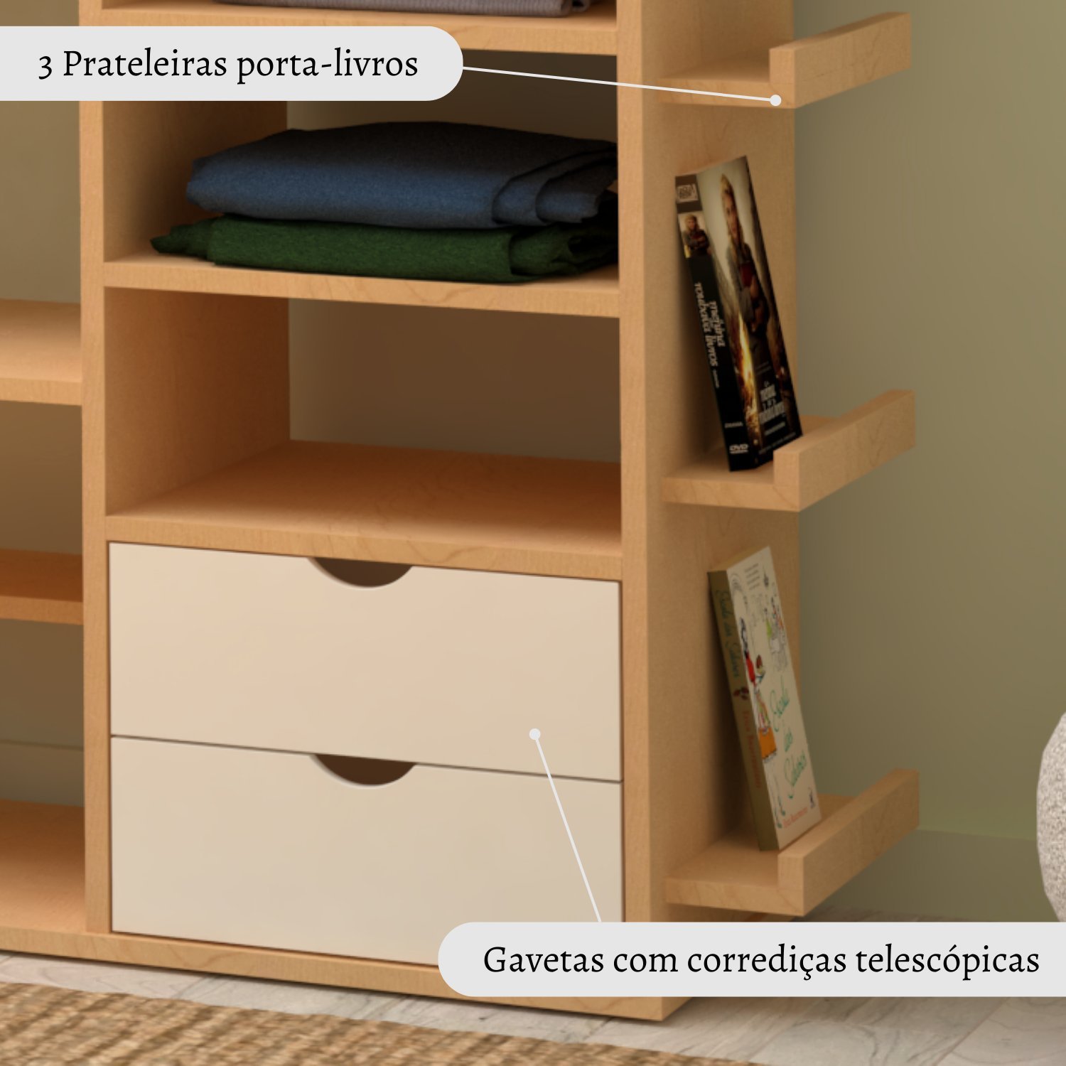 Guarda-Roupa Infantil Montessoriano 2 Gavetas Nature - 8