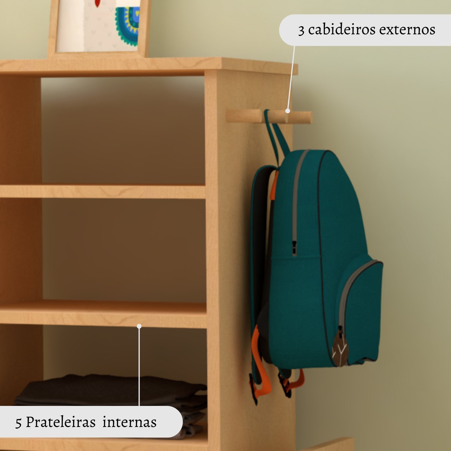 Guarda-Roupa Infantil Montessoriano 2 Gavetas Nature - 7