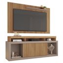 Ver imagem 3 de Rack com Painel Ripado para TV até 65 Polegadas MDF 180cmx174cm Esmeralda Bege Buriti/Fendi