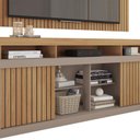 Ver imagem 5 de Rack com Painel Ripado para TV até 65 Polegadas MDF 180cmx174cm Esmeralda Bege Buriti/Fendi