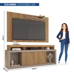 Rack com Painel para TV Até 65 Polegadas com Ripado Esmeralda  - 9