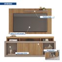 Ver mais imagens de Rack com Painel Ripado para TV até 65 Polegadas MDF 180cmx174cm Esmeralda Bege Buriti/Fendi