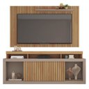 Ver imagem 6 de Rack com Painel Ripado para TV até 65 Polegadas MDF 180cmx174cm Esmeralda Bege Buriti/Fendi