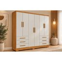Ver imagem 1 de Guarda Roupa Casal 6 Portas e 6 Gavetas c/ Pés Encant/Berlim Cumaru/Fendi 25 - Novo Horizonte