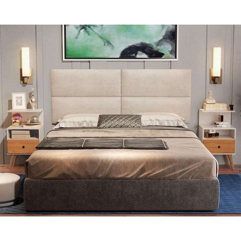 Cabeceira Viuva ou Solteirão em Cruz Estofada Suspensa para Quarto - 128 Cm - Areia Suede