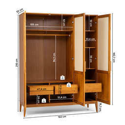 Guarda Roupa Casal 3 Portas 3 Gavetas Viena - 9