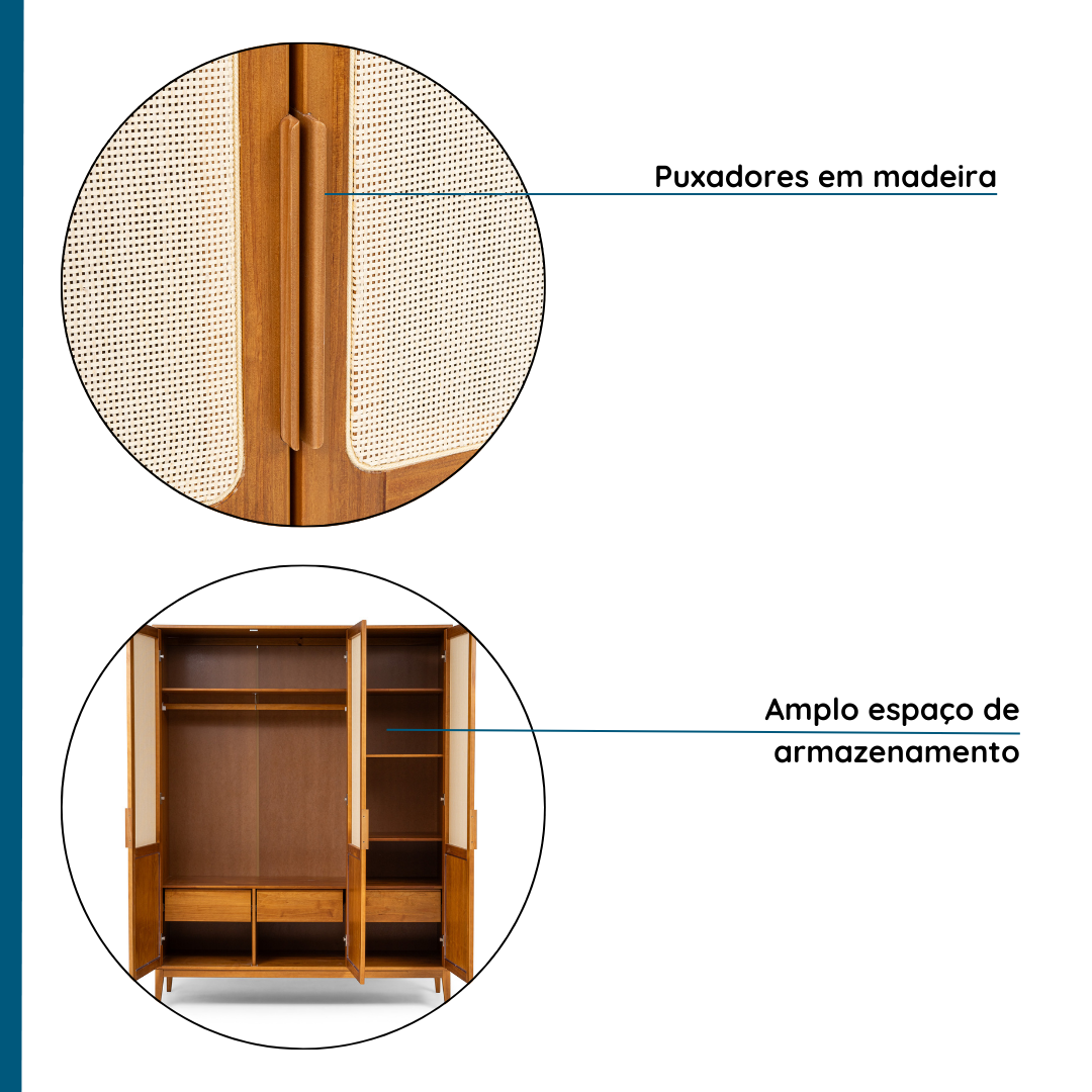 Guarda Roupa Casal 3 Portas 3 Gavetas Viena - 11