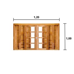 Janela de Madeira Veneziana 120x100cm 6 Folhas Rodam  - 2