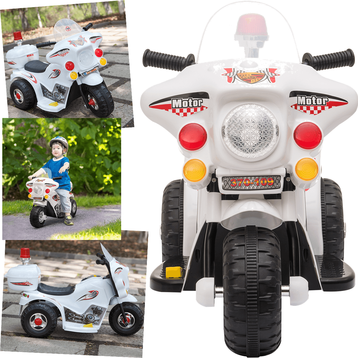 Mini Moto Eletrica Infantil Zippy Toys com Bau 6V Branco - 4