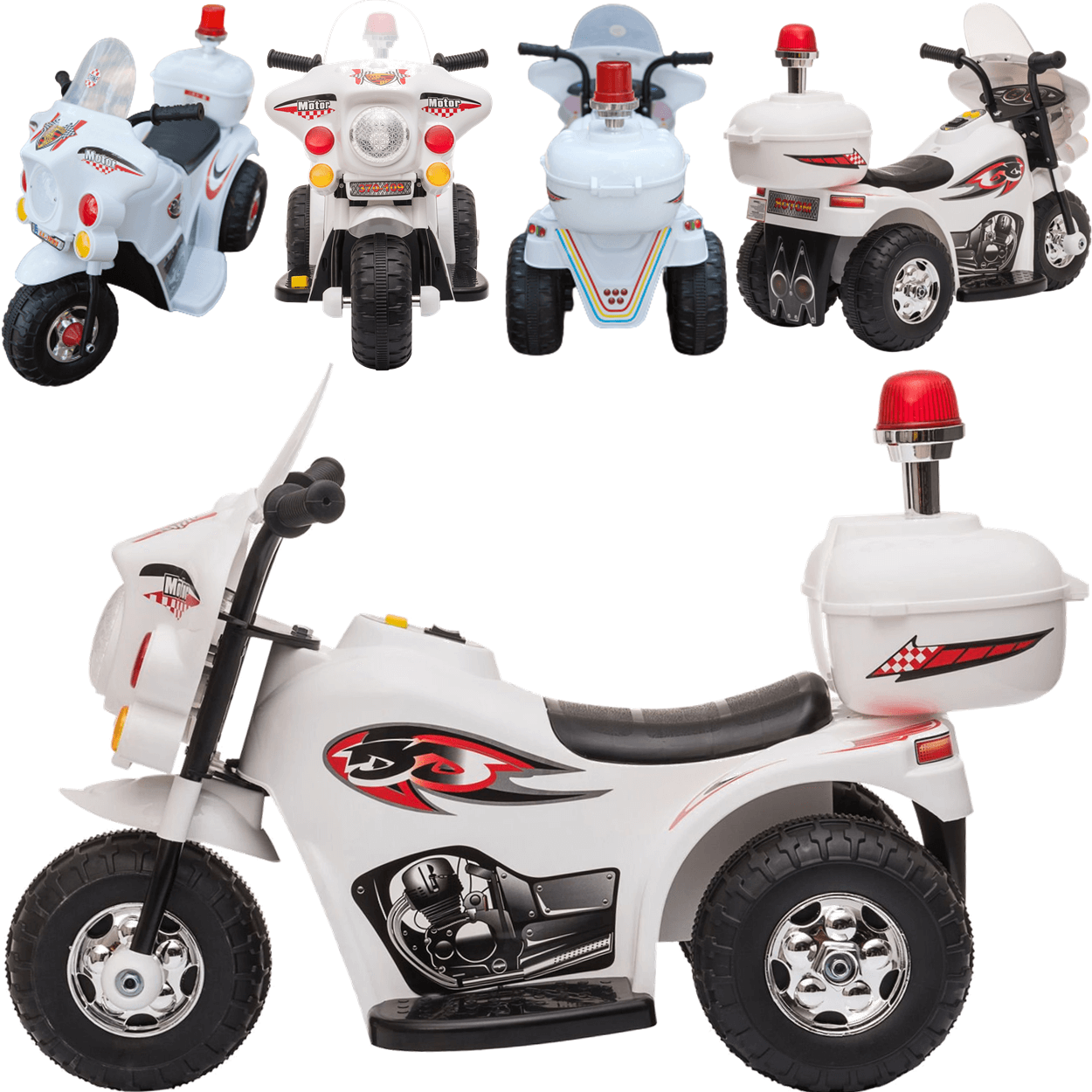 Mini Moto Eletrica Infantil Zippy Toys com Bau 6V Branco - 3