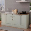 Ver imagem 1 de Balcão de Cozinha Iluminata 4 Portas 3 Gavetas 100% MDF Mint/Ébano - Genialflex