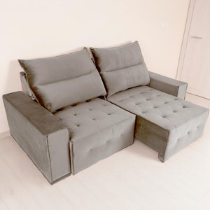Sofá Retrátil e Reclinável Coimbra 4 Lugares 2,50m Veludo Luxor Cappuccino Espuma D28