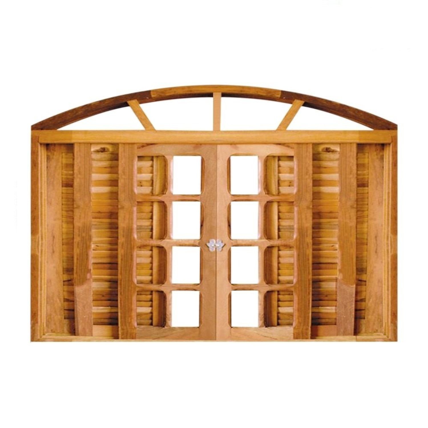 Janela de Madeira Veneziana Padrão Imbuia 120x160cm 6 Folhas em Arco Rodam