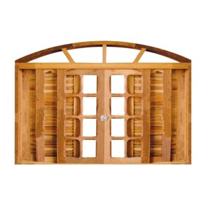 Janela de Madeira Veneziana Padrão Imbuia 120x160cm 6 Folhas em Arco Rodam