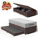 Ver imagem 4 de Cama Box Baú com Colchão de Molas Ensacadas Ortobom One Face Plenno Superpocket + Auxiliar de