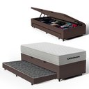 Ver imagem 1 de Cama Box Baú com Colchão de Molas Ensacadas Ortobom One Face Plenno Superpocket + Auxiliar de