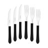 Kit - Jogo de Facas e Garfo Leme 120 Peças em Aço Inox Cabo Preto Pbag - Tramontina - 1