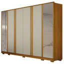 Ver imagem 1 de Guarda Roupa Casal com Espelho 100% MDF 6 Portas 6 Gavetas com Pés 277cm Ares Cinamomo/Off White - Leifer
